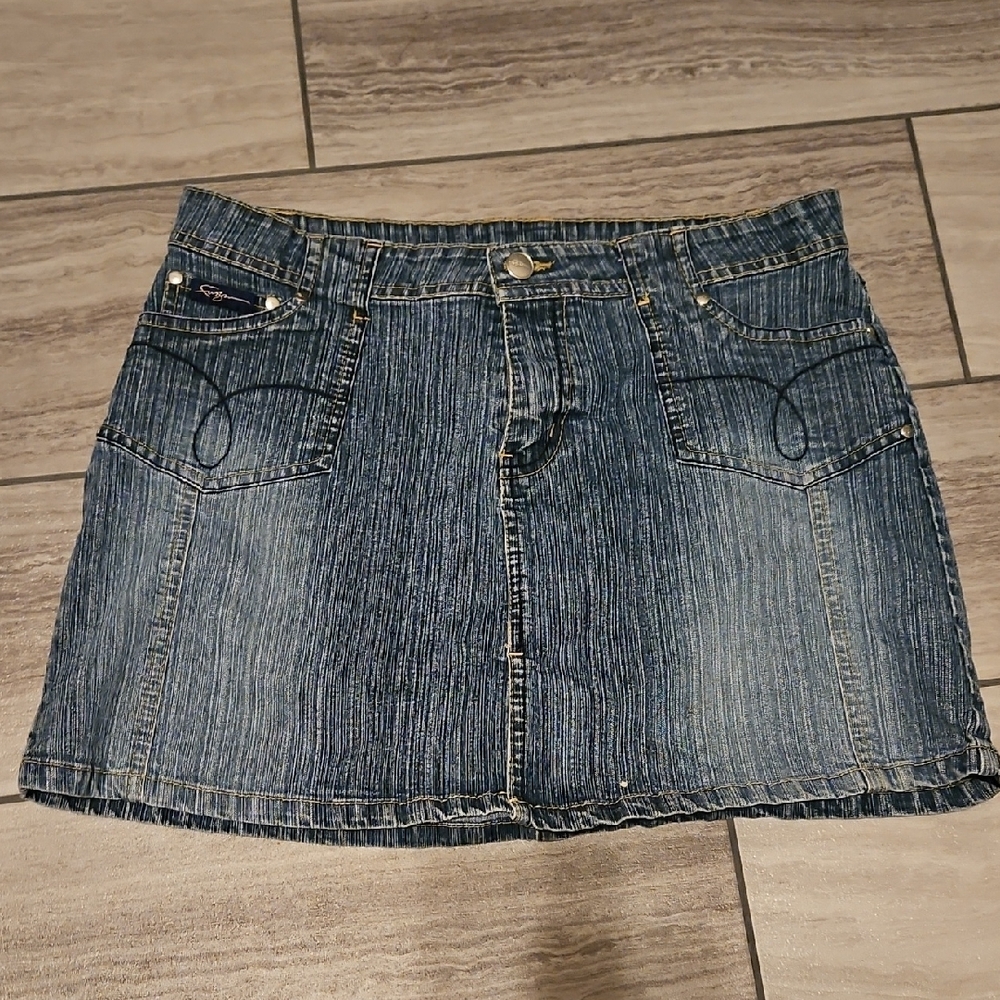 FUBU Blue Ribbed Micro Mini Skirt 7/8
